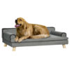 elevated dog sofa bed with wooden legs grey