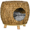 wicker cat house stool with cushion
