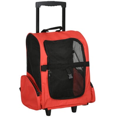 Pet Travel Backpack Carrier with Wheels & Telescopic Handle – Cat & Small Dog