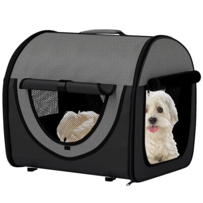 Foldable Soft Pet Crate with Mesh Windows & Cushion – 46 cm Travel Kennel