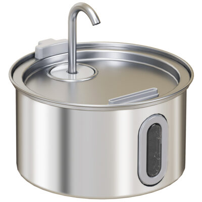 2.5L Stainless Steel Cat Water Fountain with Ultra-Quiet Pump & Filters