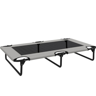 Portable Elevated Dog Bed with Breathable Mesh – Large Light Grey