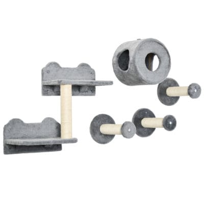 Modern 5‑Piece Wall‑Mounted Cat Furniture Set – House, Perch & Scratching Posts